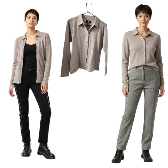 Cutter & Buck Sweaters - Cutter Buck Y2K Sample Wool Silk Knit Sweater Top Light Neutral Minimalist Boho